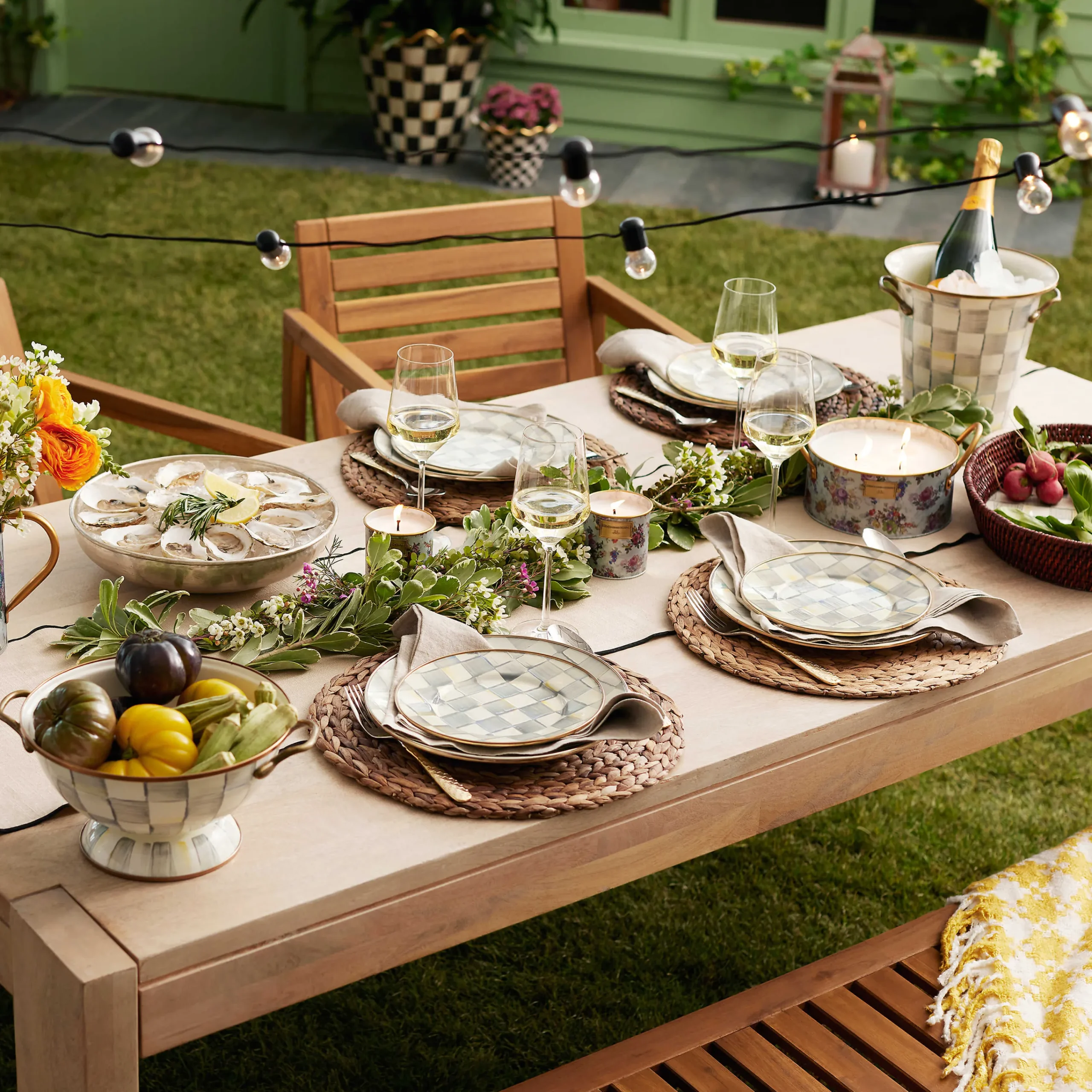 Sterling Check Enamel Wine Cooler|MacKenzie-Childs Outlet