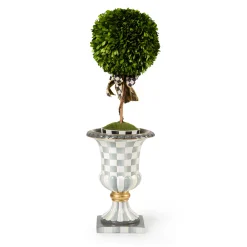 Sterling Check Pedestal Tabletop Urn|MacKenzie-Childs