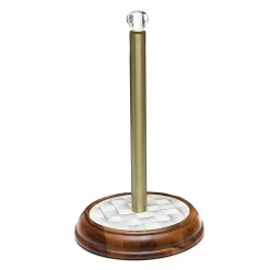 Sterling Check Wood Paper Towel Holder|MacKenzie-Childs Clearance