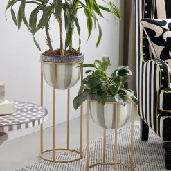 Sterling Stripe Plant Stand - Short|MacKenzie-Childs Best