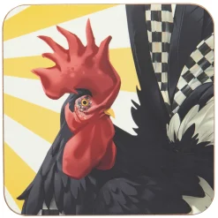 Sunrise Rooster Cork Back Coasters - Set Of 4|MacKenzie-Childs Outlet
