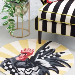 Sunrise Rooster Rug - 3' Round|MacKenzie-Childs Discount