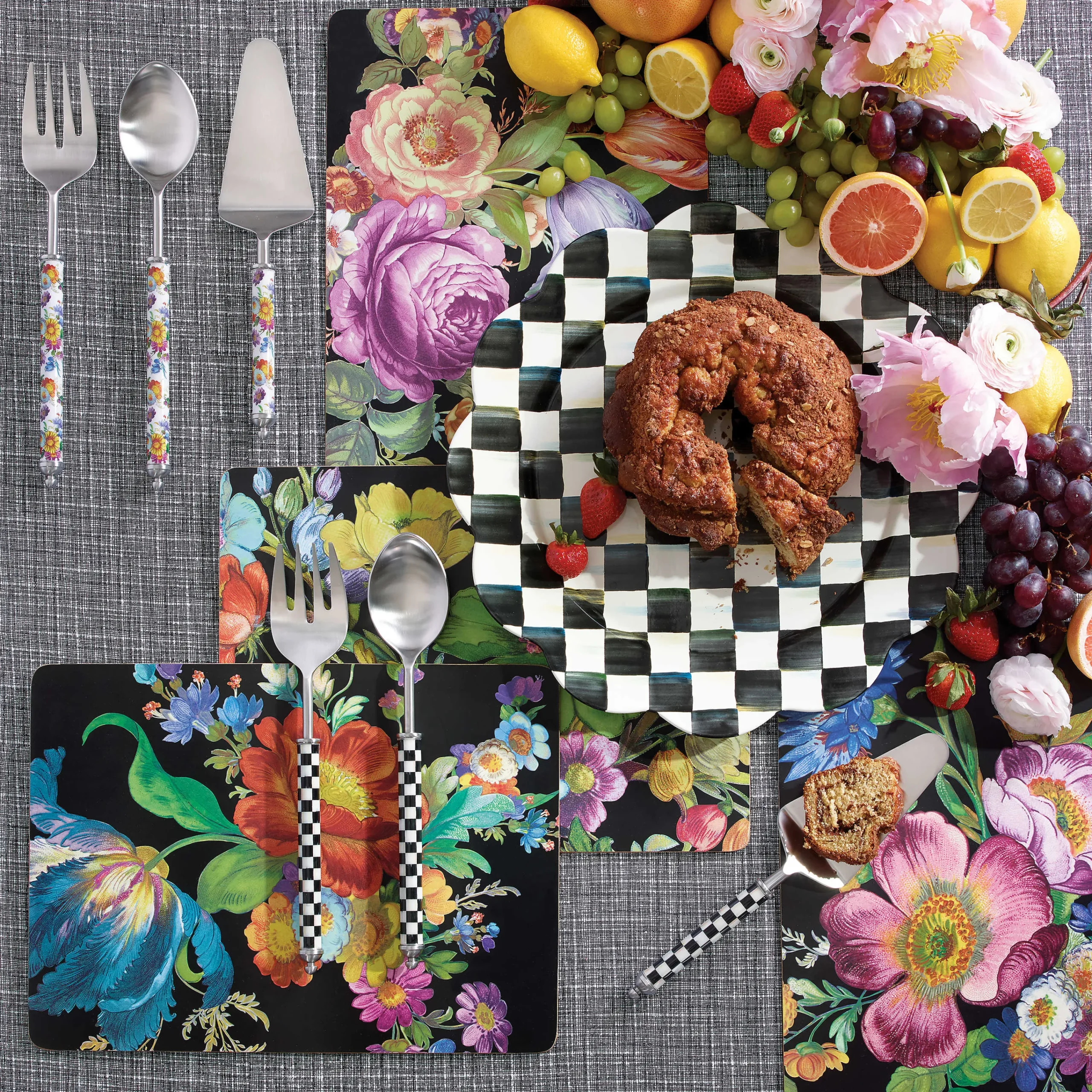 Supper Club Salad Serving Set - Courtly Check|MacKenzie-Childs New