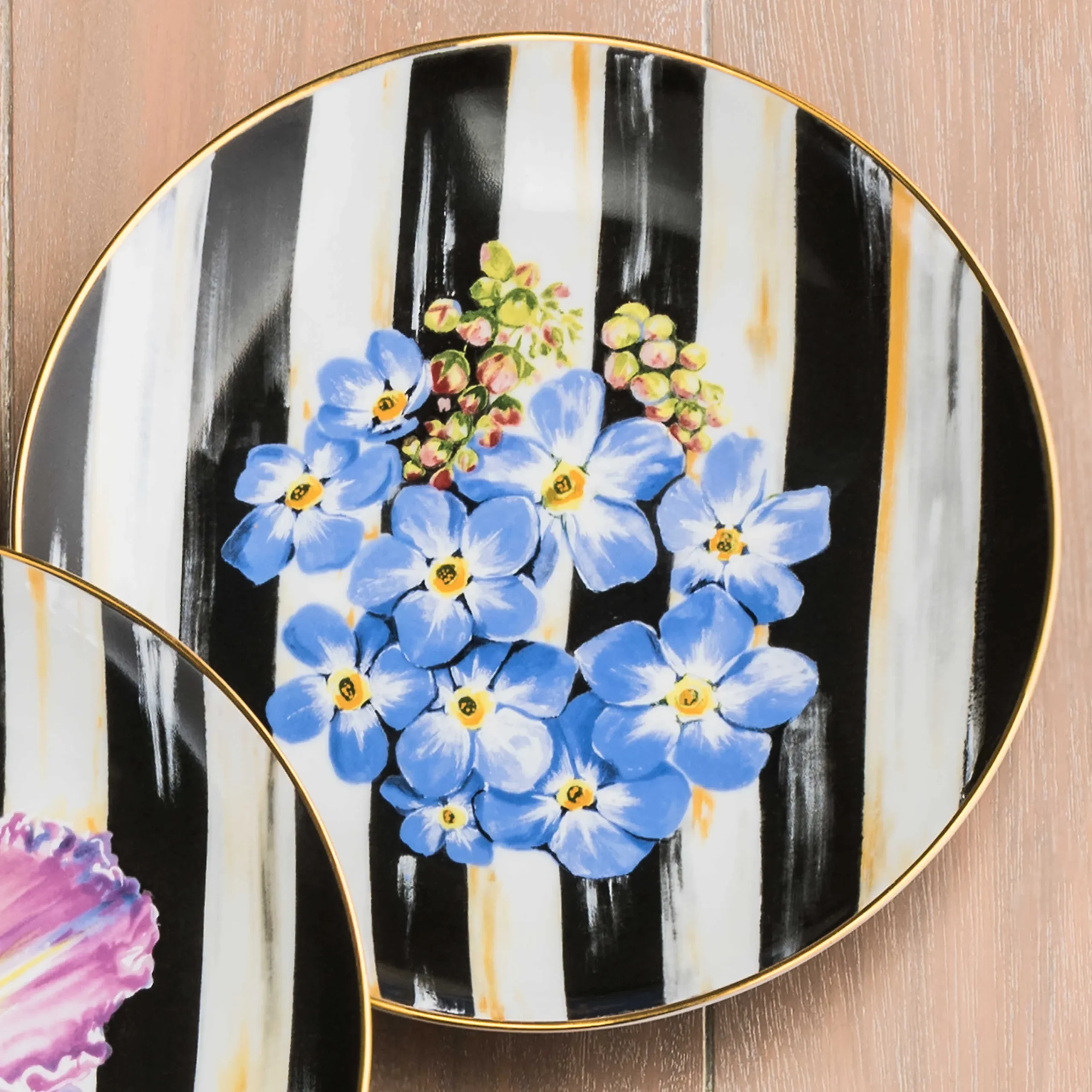 Thistle & Bee Salad Plate - Forget-Me-Not|MacKenzie-Childs