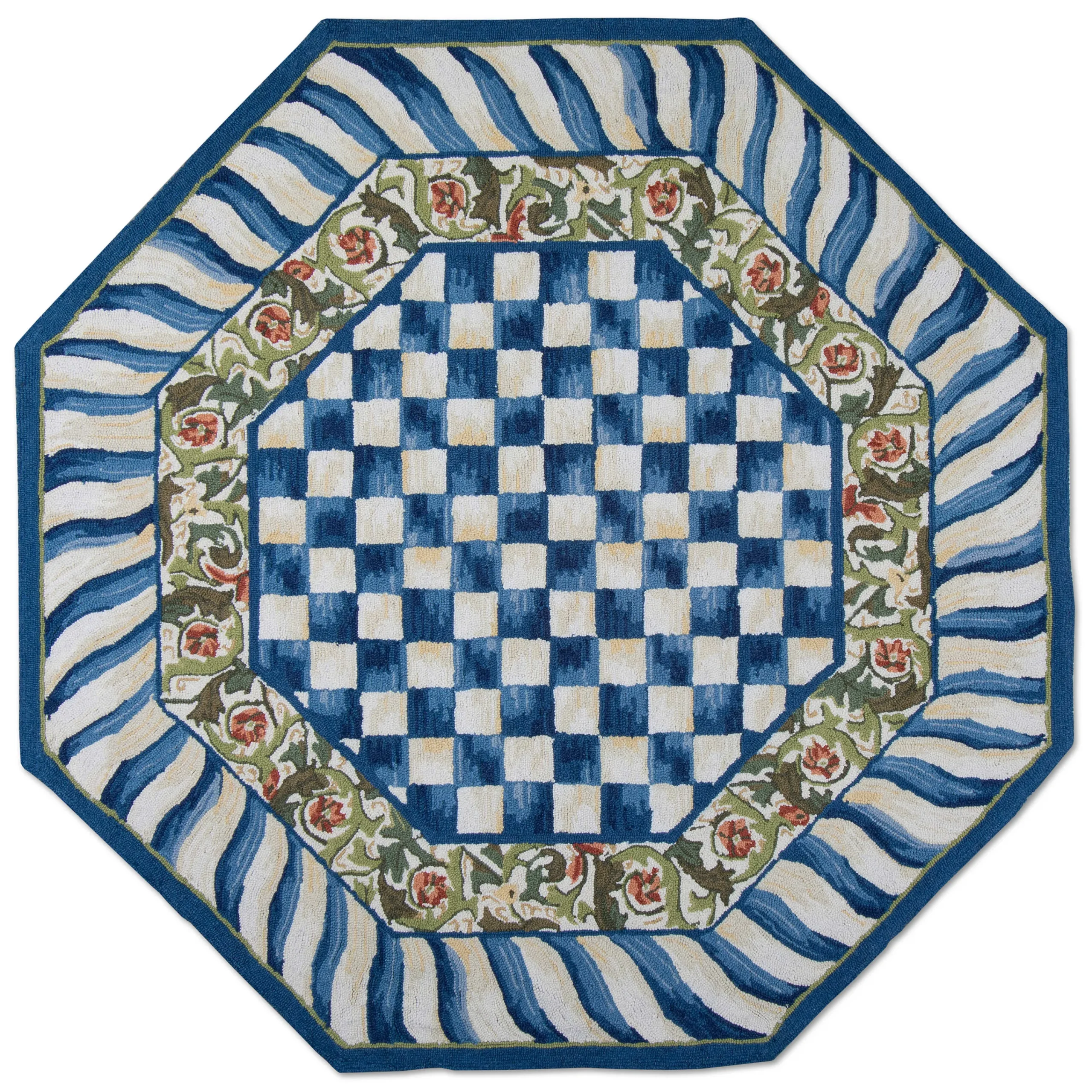 Truly Royal Check Rug - 6' Octagon|MacKenzie-Childs Clearance
