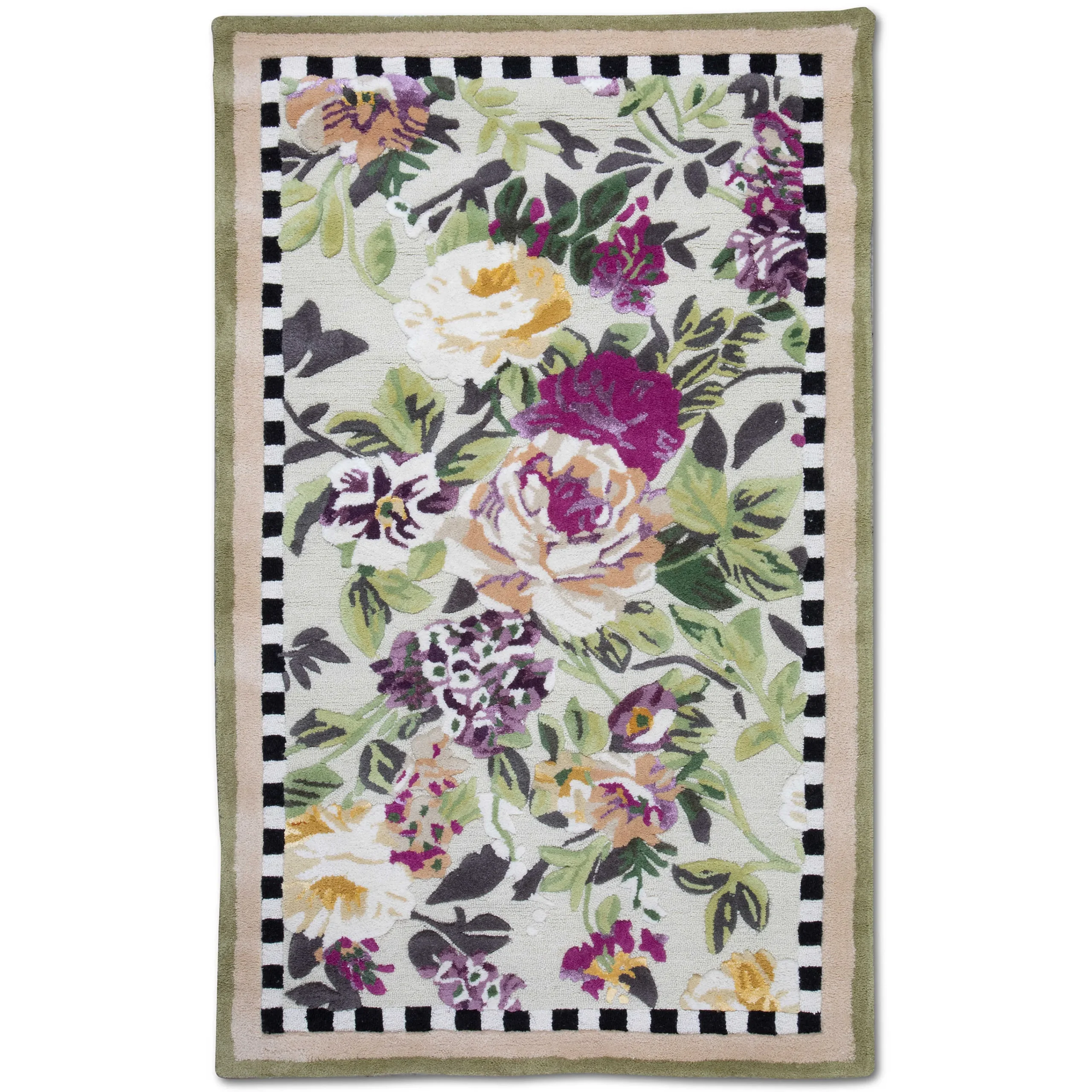 Tudor Rose Rug - 3' X 5' - Silver Fern|MacKenzie-Childs Best