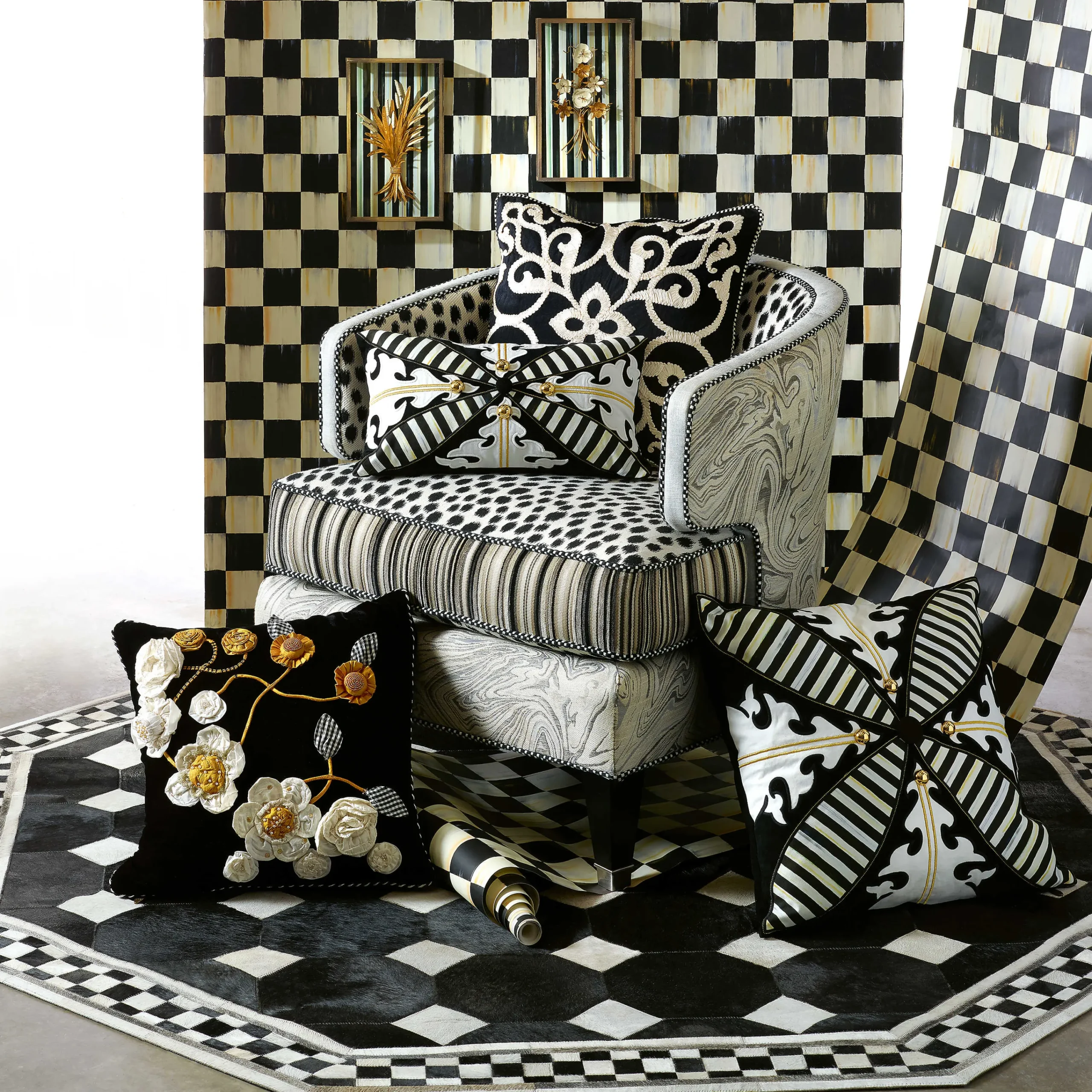 Westminster Hair On Hide Rug - Black - 6' Octagon|MacKenzie-Childs Hot