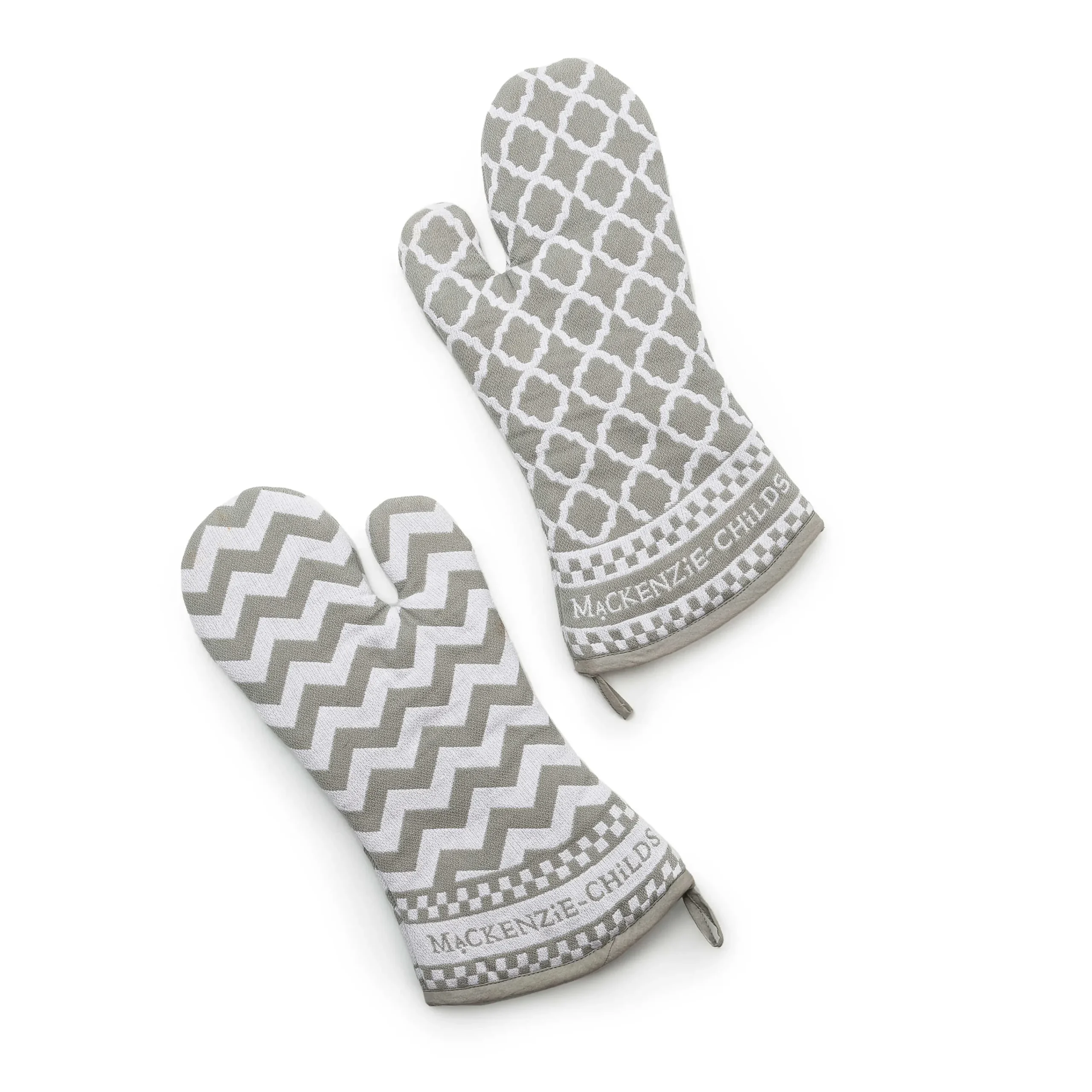 Zig Zag Oven Mitts - Sterling - Set Of 2|MacKenzie-Childs